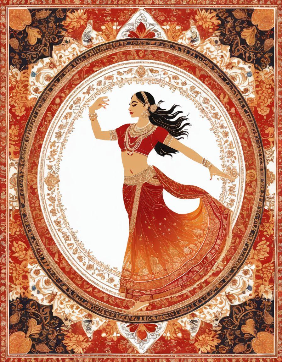 A rich tapestry background adorned with intricate Indian patterns and motifs, featuring a collage of diverse, sensuous, yet classy representations of Indian culture. Include silhouettes of traditional dance and modern sensuality intertwined, with a warm, vibrant color palette. The central focus should be on elegance and cultural depth, avoiding explicit imagery. vector art. vibrant colors. white background.