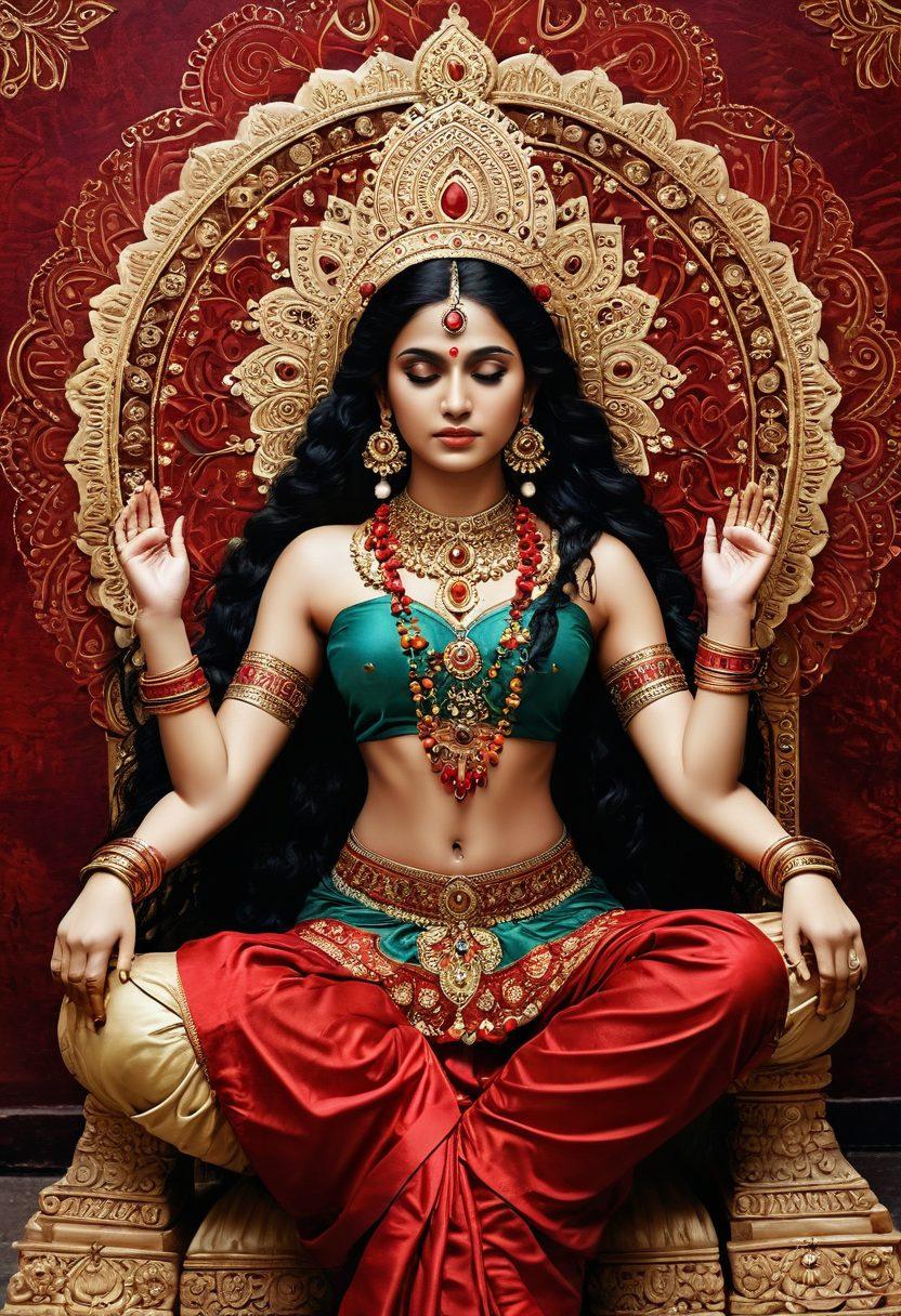 A mesmerizing blend of traditional Indian art and sensual aesthetics; intricate mandalas and vibrant paisleys forming an ethereal background with subtle, tasteful erotic motifs. Include rich, vibrant colors indicating historical and cultural depth, with a touch of gold and deep reds. The figures should be inspired by ancient Indian statues and frescoes, depicting grace and elegance. painting. vibrant colors. detailed textures.